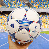 Футбольний м'яч Adidas Champions League білий з синім адідас для великого футболу Denwer P