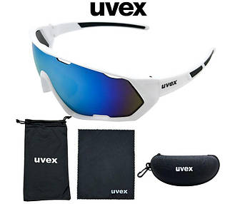 Сонцезахисні спортивні окуляри UVEX, велокуляри + футляр Білий
