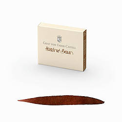 Картриджі для перових ручок Graf von Faber-Castell Hazelnut Brown ink, колір горіховий коричневий, 6 штук, 141102