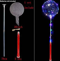 Led Bobo-balloons - прозрачные шарики Бобо с подсветкой. Шарики на палочке которые светятся в темноте 20 дюйм.