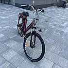 Електровелосипед VOLTO Huachi 26" 500W 19Ah Бордовий з кошиком та багажником, фото 8