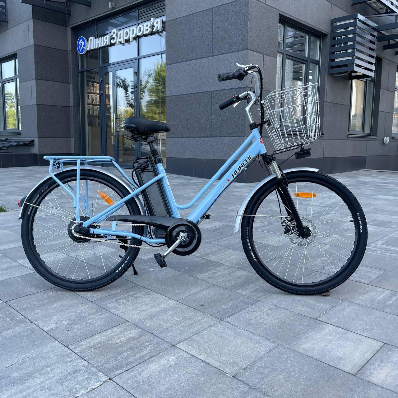 Електровелосипед VOLTO Huachi 26" 500W 19Ah Блакитний з кошиком та багажником