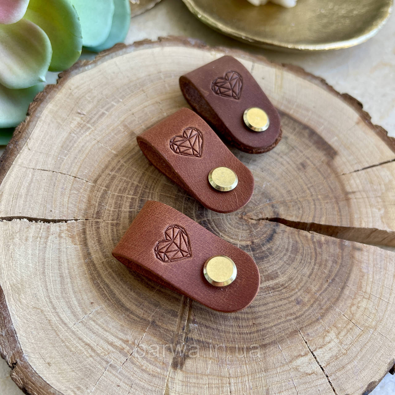 Шкіряна бірка СЕРЦЕ 9 х 2 см