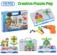 Мозаика конструктор с шуруповертом Creative Puzzle 193 детали TLH-28