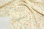 Двошаровий жатий муслін ширина 160 см "Коралово-жовті квіти" № МЖ-3-98, фото 3