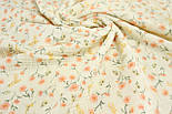 Двошаровий жатий муслін ширина 160 см "Коралово-жовті квіти" № МЖ-3-98, фото 2