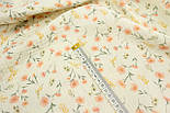 Двошаровий жатий муслін ширина 160 см "Коралово-жовті квіти" № МЖ-3-98, фото 5