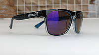 УЦЕНКА Quiksilver The Ferris Солнцезащитные очки глянцевая черная оправа с зеркальными синими линзам от солнца