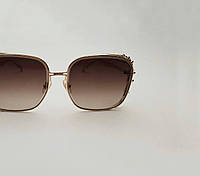 Солнцезащитные очки женские Marc Jacobs квадратные, коричневы, стильные имиджевые очки с шорами, металлические