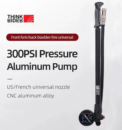 Вело насос ThinkRider високого тиску 300psi з манометром для вилки й амортизатора задньої підвіски A/V та F/V, фото 1
