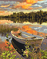 Картина по номерам 60*80 см Лодка на закате Оригами LW 2196 большой размер