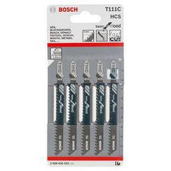 Полотно пилкове для електролобзика Bosch для дерева T111С, 5 шт (2.608.630.033)