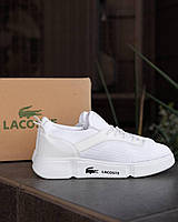 Чоловічі кеди білі Lacoste Повсякденні кросівки лакосте Легке літнє взуття Прості кросівки на літо