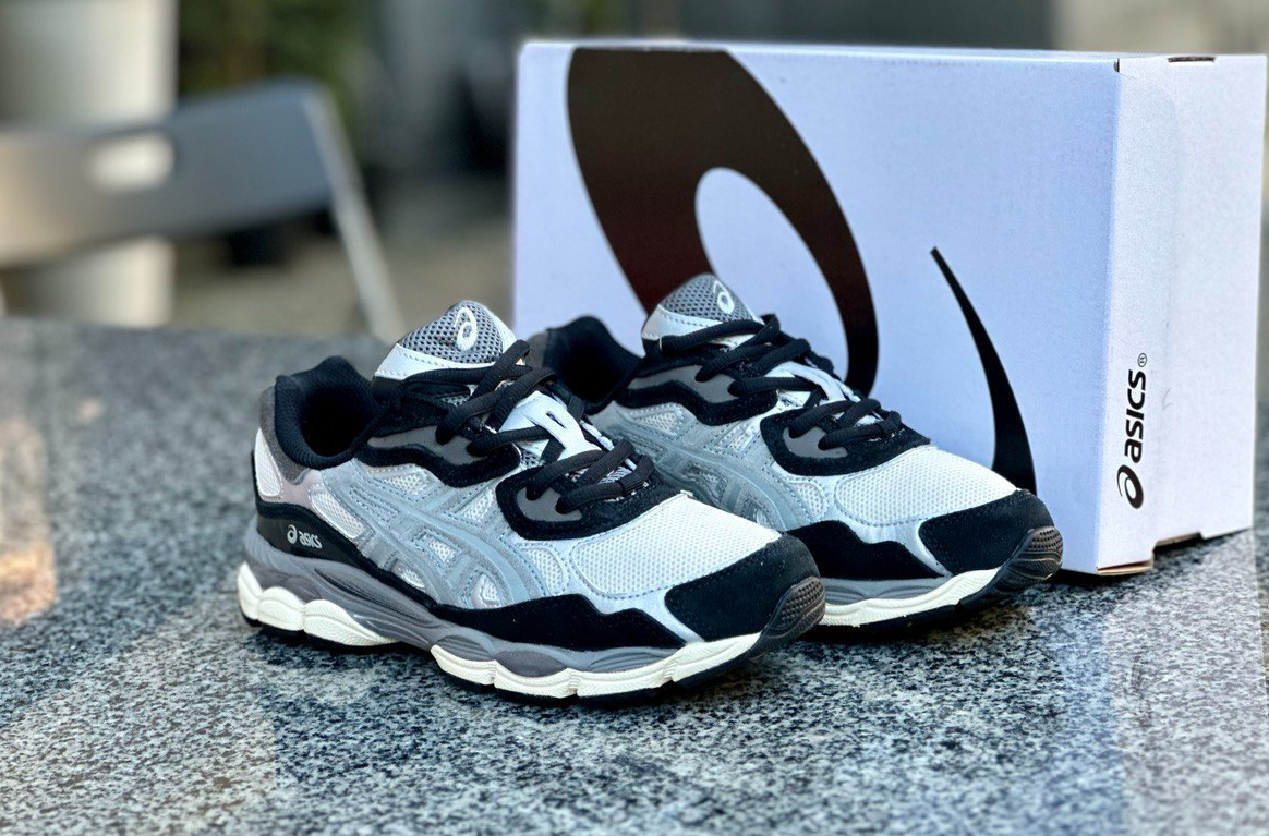 Чоловічі кросівки Asics Gel NYC 1090 White Black Grey Асікс Гель чорно-білі сірі замш сітка весна літо спортивні, фото 1