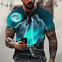 Повсякденна чоловіча футболка з 3D принтом Волка
