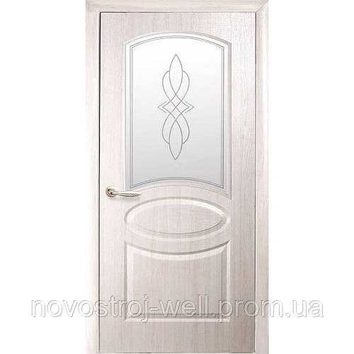 Межкомнатные двери Новый стиль Овал со стеклом сатин и рис. Р1 ясень ...