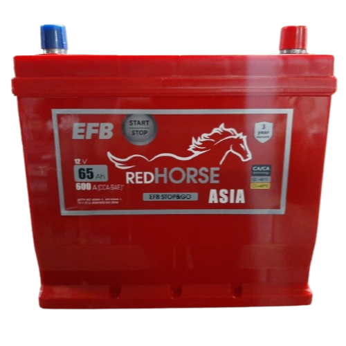 Акумулятор автомобільний RED HORSE Asia EFB 65 Ah (R+) (600А), фото 1