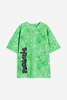 Яркая зеленая футболка для мальчиков h&m 8-10 лет 134-140 см