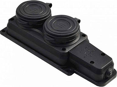 Колодка каучукова 2РPE з захисними кришками двомісна 16А IP44 ТМ АСКО FG