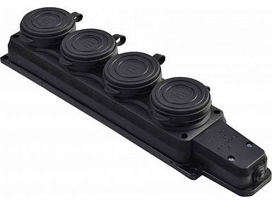 Колодка каучукова 2РPE з захисними кришками чотиримісна 16А IP44 ТМ АСКО FG