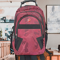 Швейцарский мужской рюкзак Swissgear 9363 с ортопедической спинкой красный пиксель