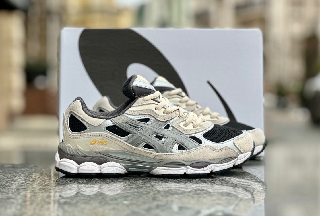 Чоловічі кросівки Asics Gel NYC Grey Beige Асікс Гель бежеві сірі замш сітка світлі весна літо демісезон