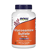 Глюкозамин сульфат, Glucosamine Sulfate, Now Foods, 750 мг, 240 растительных капсул (NOW-03238)