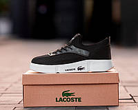Чоловічі кросівки чорно-білі Lacoste повсякденні кеди лакосту на літо просте легке літнє взуття