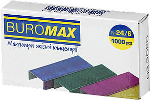 Скоби для степлера кольорові (№24/6, 1000шт) Buromax BM.4422