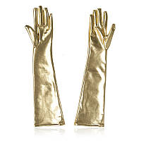 Довгі рукавички по лікоть Fetish Five Fingers Gloves Golden. DreamShop