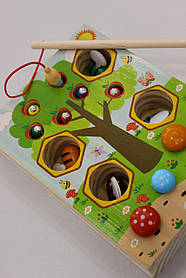 Дерев’яна гра Магнітна Червячки з щипчиками