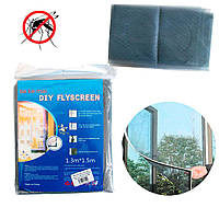 Москитная сетка на окна Серая 1.5х1.3 м, Tie ke mai Diy Flyscreen антимоскитная сетка на липучке (TI)