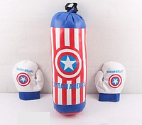 Боксерська груша Captain America з рукавичками, Якісний боксерський набір груша 40 см