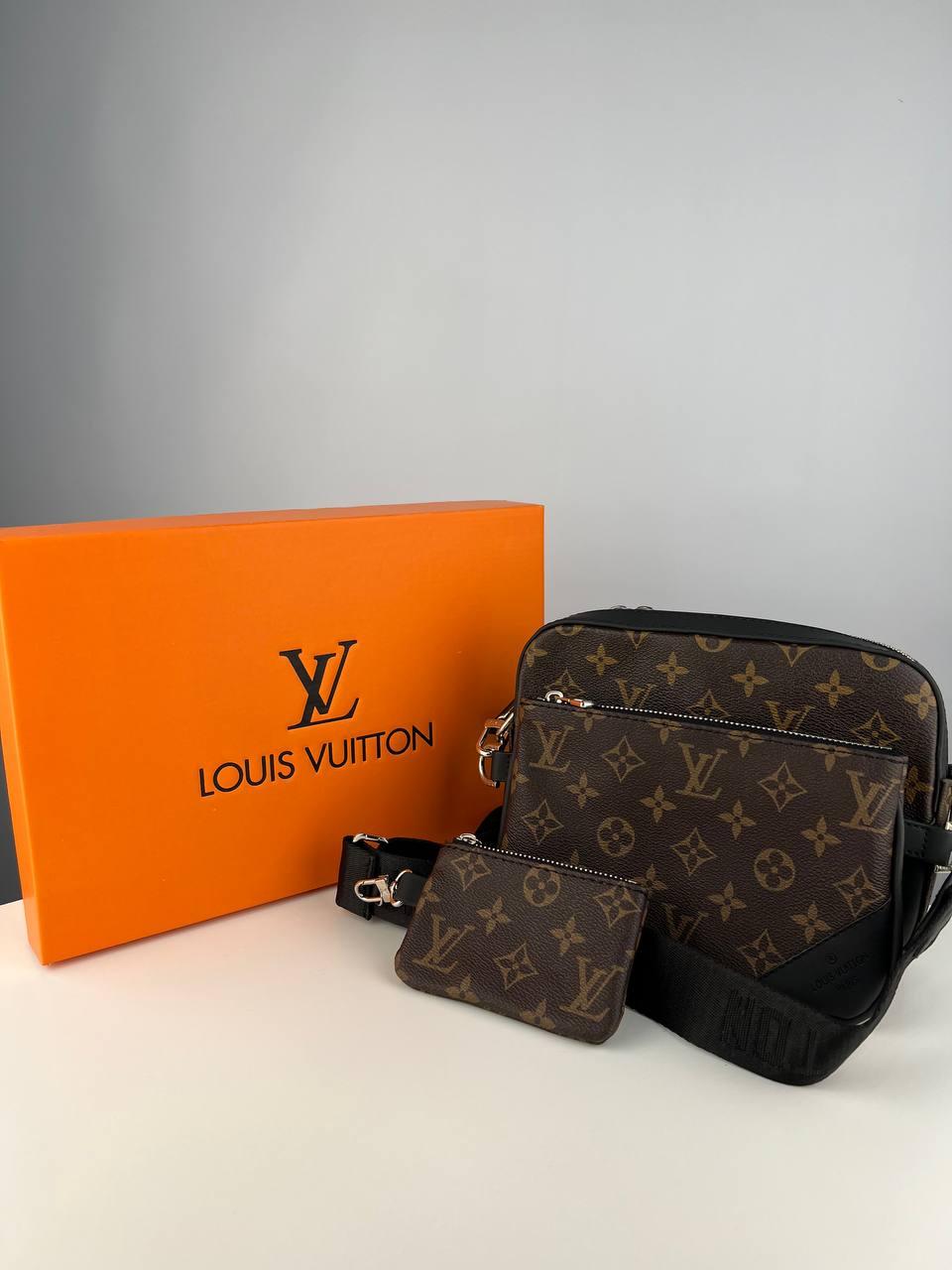Сумка-месенджер Louis Vuitton 3 в 1 коричневий monogram - у комплекті клатч і гаманець