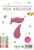 Фольгована куля цифра 7 рожева (sugar pink), в упаковці 30" (76 см)