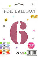 Фольгована куля цифра 6 рожева (sugar pink), в упаковці 30" (76 см)