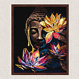 Картина за номерами Будда з лотосами з фарбами металік exp 40*50 см Ідейка KHO 5103, фото 3