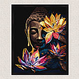 Картина за номерами Будда з лотосами з фарбами металік exp 40*50 см Ідейка KHO 5103, фото 4