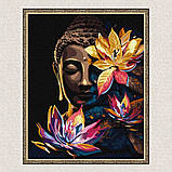 Картина за номерами Будда з лотосами з фарбами металік exp 40*50 см Ідейка KHO 5103, фото 5