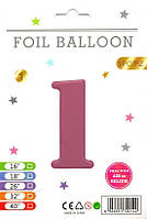 Фольгована куля цифра 1 рожева, в упаковці 32" (80 см)