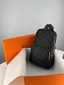 Сумка-слінг чоловіча Louis Vuitton чорний monogram у подарунковій упаковці