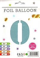 Фольгована куля цифра 0 блакитна, в упаковці 32" (80 см)