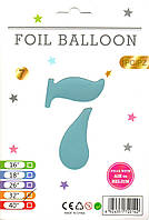 Фольгована куля цифра 7 блакитна, в упаковці 32" (80 см)