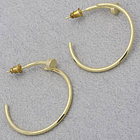 Сережки у формі цвяхів загнуті застібка гвоздик золотистий лимонний відтінок Д 40 мм покриття 925 S