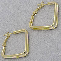 Сережки квадратна форма подвійні застібка гвоздик золотистий лимонний відтінок розмір 30х30 мм покриття 925 S