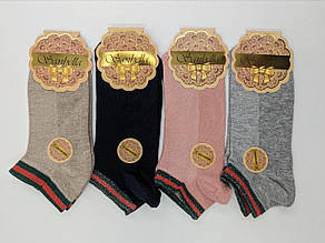 Шкарпетки жіночі котонові Sanbella сітка, смужки з люрексом, 36-40 12 пар/уп мікс кольорів