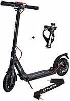Самокат Maraton GMC з дисковим гальмом і амортизаторами чорний + ремінь для перенесення