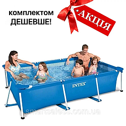 Басейн Каркасний Прямокутний Intex, Розмір Чаші 260 х 160 х 65 см, Комплект (Фільтр+Тент+Підстилка)