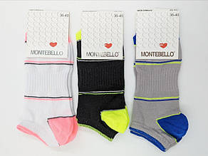 Жіночі шкарпетки бамбук Montebello сітка яскраві,  36-40 12 пар/уп мікс кольорів