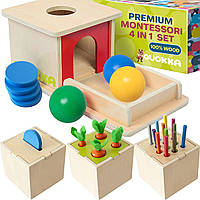 Сток QUOKKA Монтессорі-іграшки для дітей 1-2 років - 4 набори дерев'яних іграшок для дітей 6-12 місяців